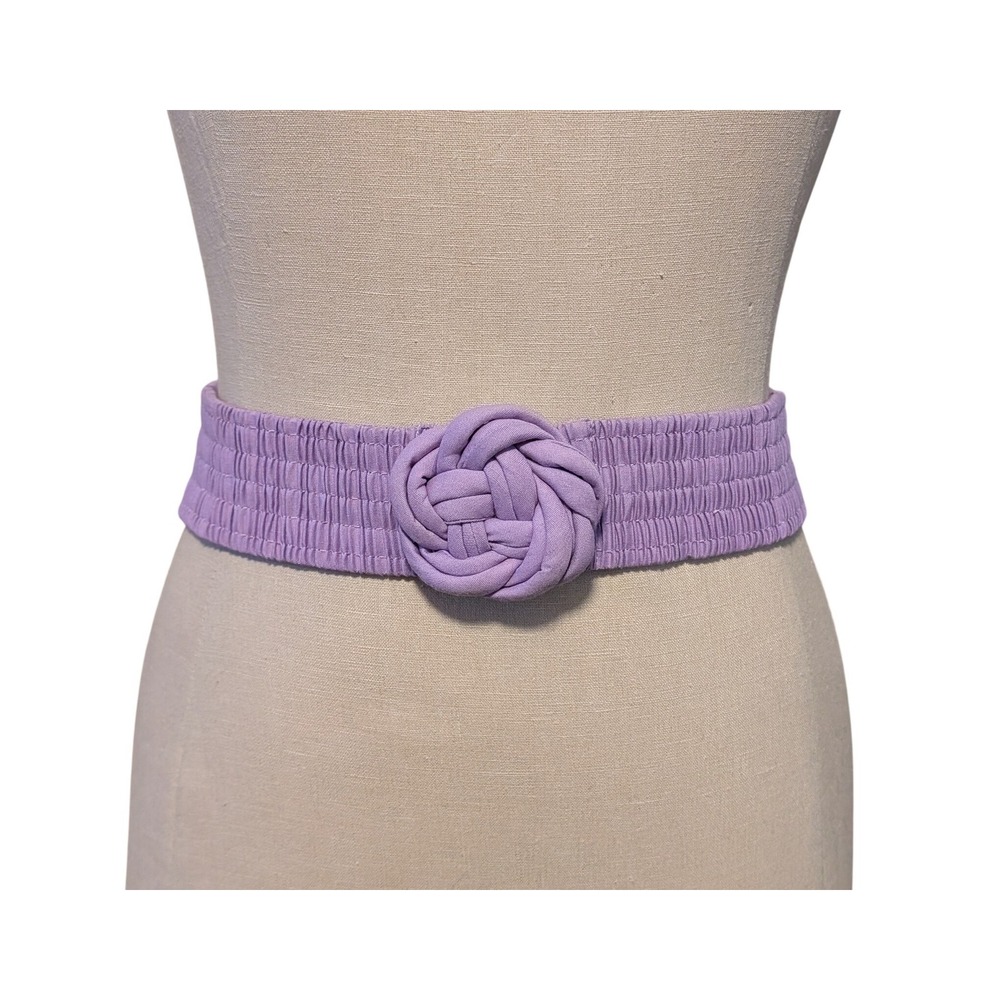 Vintage 80s Purple Stretch Elastic Belt Knot Buckle Fairycore Whimsigoth